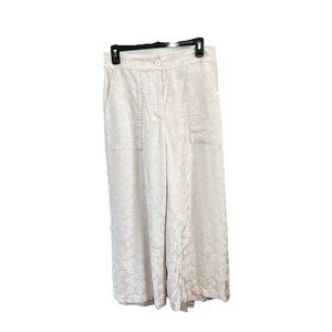 Club Monaco Pale Pink Floral Print Wide Leg Crop Trouser Women's Size 4